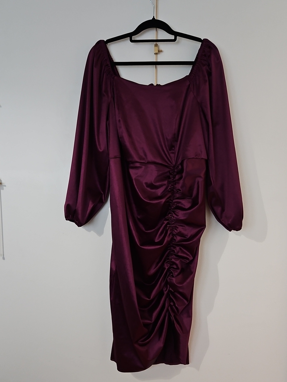 Lane Bryant Velvet Ruched Midi Dress in Plum Size 18